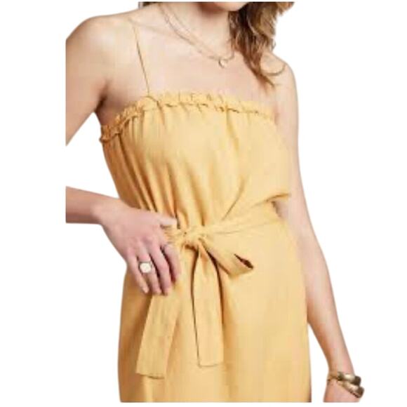 NWT Banana Republic Linen Dress Yellow M Casual Minimalist Beach Coastal Preppy - Picture 1 of 12